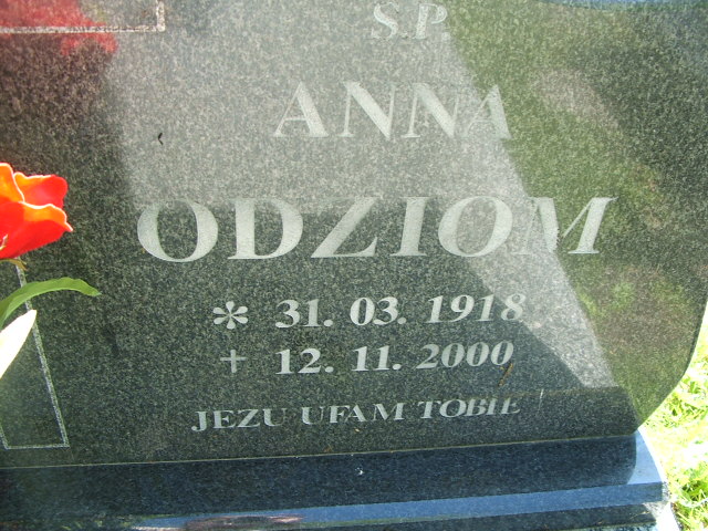Anna Odziom 1918 Kobierzyce - Grobonet - Wyszukiwarka osób pochowanych